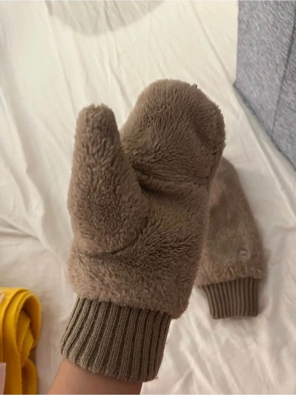 Plush Mittens in Taupe - Soft Fleece Winter Mittens